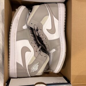 Nike Air Jordan 1 Mid Taupe Grey & White